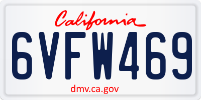 CA license plate 6VFW469