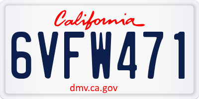 CA license plate 6VFW471