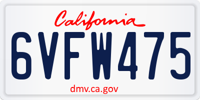 CA license plate 6VFW475