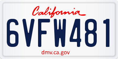 CA license plate 6VFW481