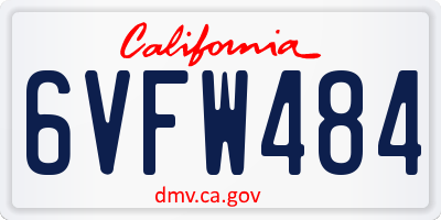 CA license plate 6VFW484