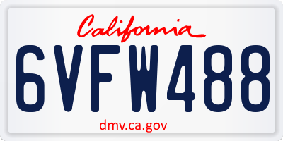 CA license plate 6VFW488