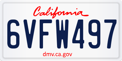 CA license plate 6VFW497