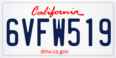 CA license plate 6VFW519