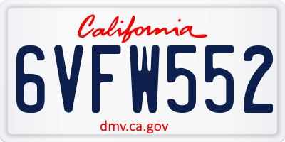 CA license plate 6VFW552