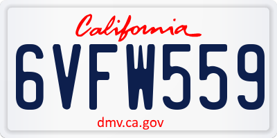 CA license plate 6VFW559