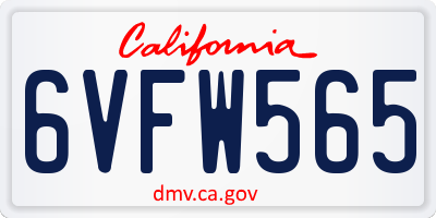 CA license plate 6VFW565