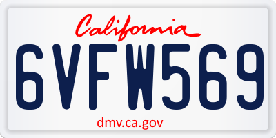 CA license plate 6VFW569