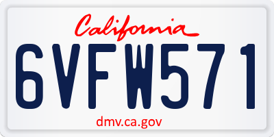 CA license plate 6VFW571