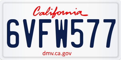 CA license plate 6VFW577