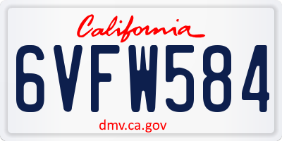 CA license plate 6VFW584