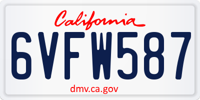 CA license plate 6VFW587