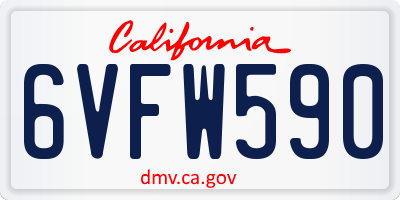 CA license plate 6VFW590