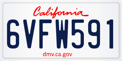 CA license plate 6VFW591