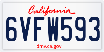 CA license plate 6VFW593