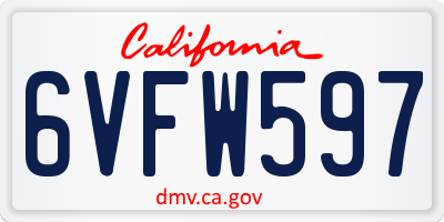 CA license plate 6VFW597