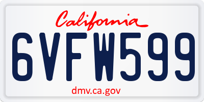 CA license plate 6VFW599