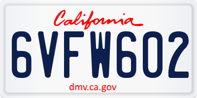 CA license plate 6VFW602