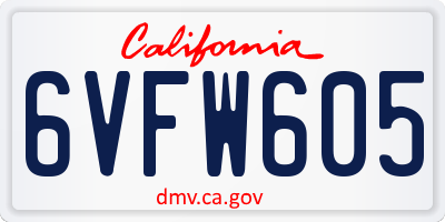 CA license plate 6VFW605