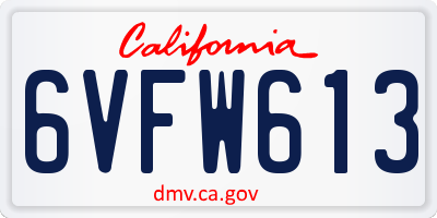 CA license plate 6VFW613