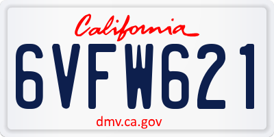 CA license plate 6VFW621