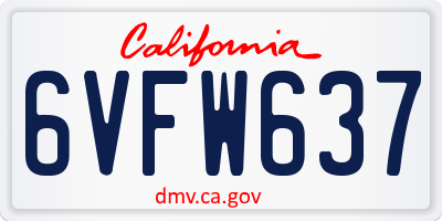 CA license plate 6VFW637