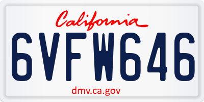 CA license plate 6VFW646
