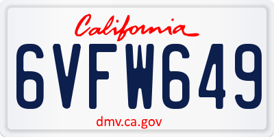CA license plate 6VFW649