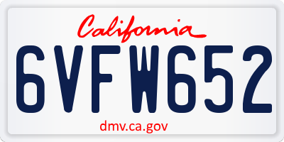 CA license plate 6VFW652