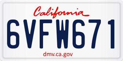 CA license plate 6VFW671