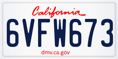 CA license plate 6VFW673