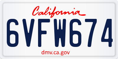 CA license plate 6VFW674