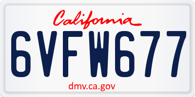 CA license plate 6VFW677