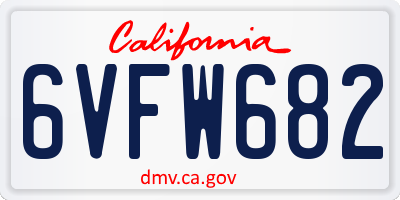 CA license plate 6VFW682