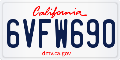 CA license plate 6VFW690
