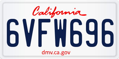 CA license plate 6VFW696