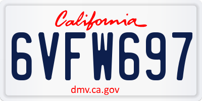 CA license plate 6VFW697