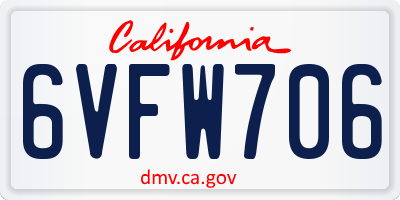 CA license plate 6VFW706