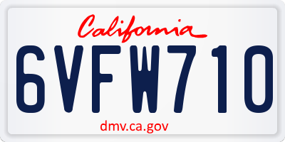 CA license plate 6VFW710