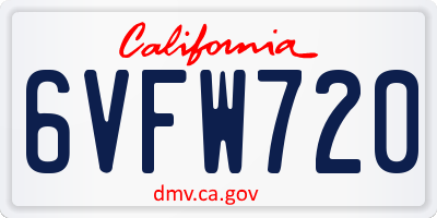 CA license plate 6VFW720