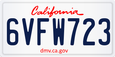 CA license plate 6VFW723