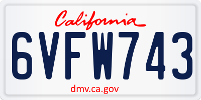 CA license plate 6VFW743