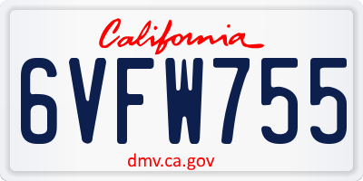 CA license plate 6VFW755