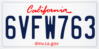 CA license plate 6VFW763