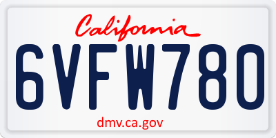 CA license plate 6VFW780