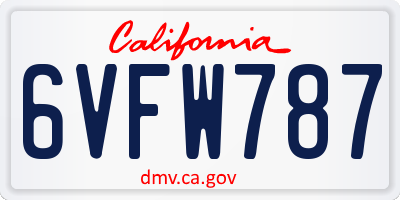 CA license plate 6VFW787