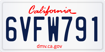 CA license plate 6VFW791