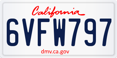 CA license plate 6VFW797
