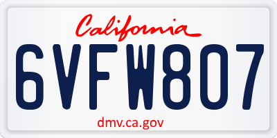 CA license plate 6VFW807
