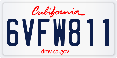 CA license plate 6VFW811